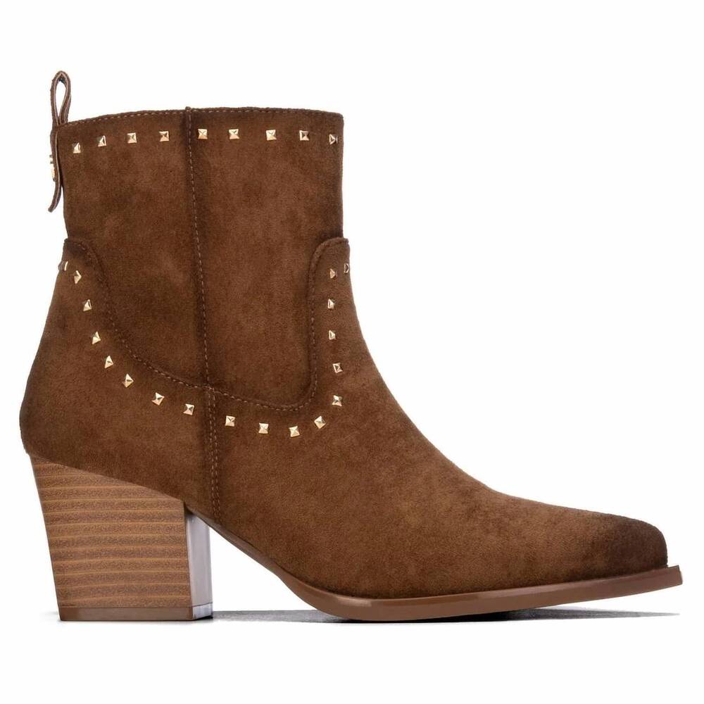 NEW XTI women's suede italian western ankle booties in camel